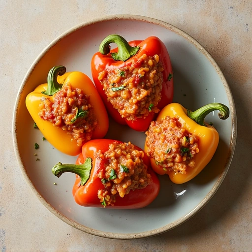 Stuffed Bell Peppers with Cabbage
