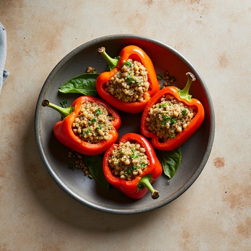 Stuffed Peppers with Lentils and Spinach