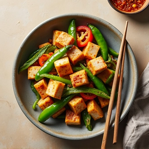 Shishito Pepper and Tofu Stir-fry
