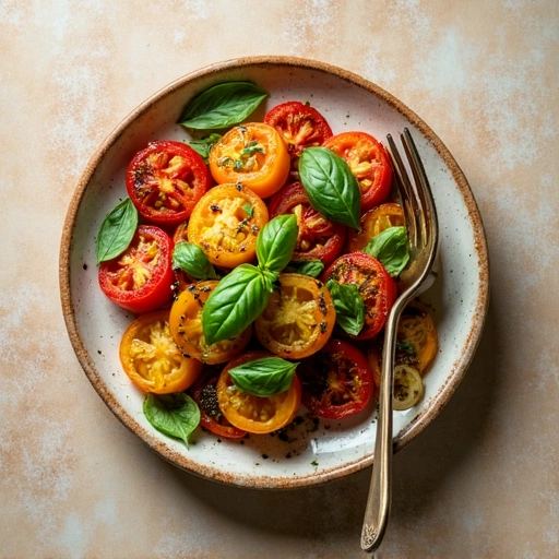 Grilled Green Tomato Salad with Basil Vinaigrette