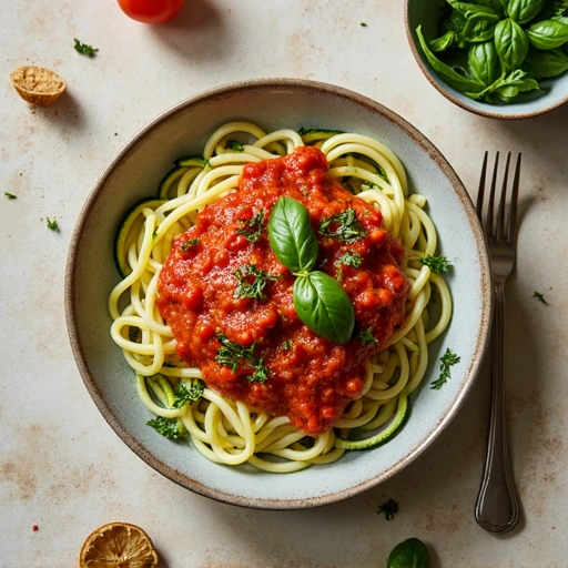 Zucchini Noodles with Tomato Basil Sauce