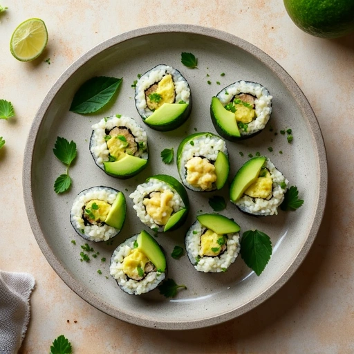Cucumber and Avocado Sushi Rolls
