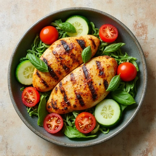 Grilled Chicken with Cucumber Tomato Salad