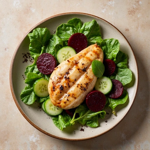 Cucumber and Beet Salad with Grilled Chicken