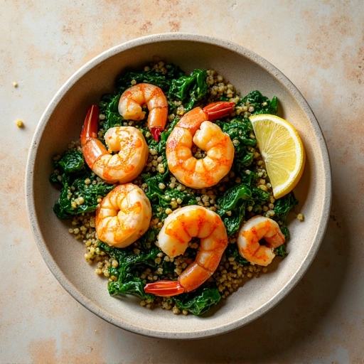 Garlic Shrimp with Spinach and Quinoa