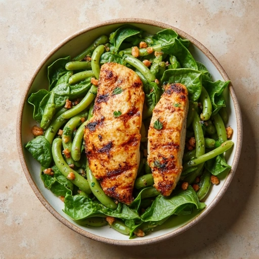 Green Romano Bean Salad with Grilled Chicken