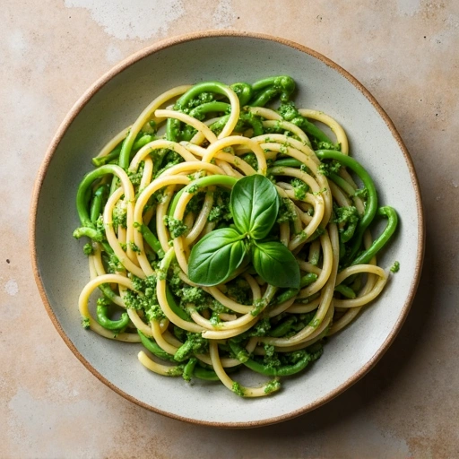 Basil Pesto Pasta with Green Beans