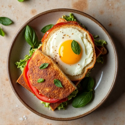 Tomato and Basil Breakfast Sandwich