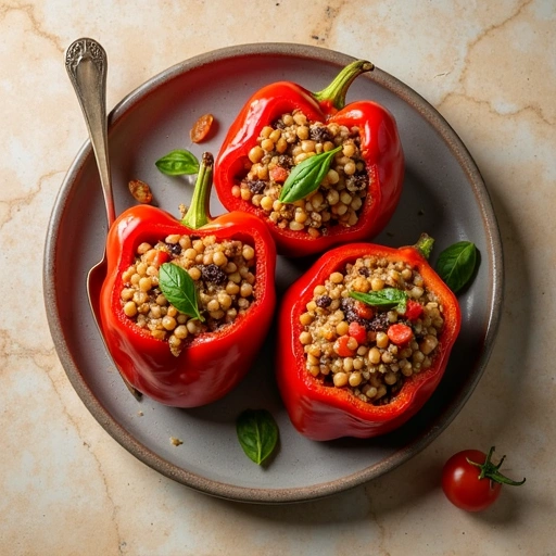 Stuffed Bell Peppers with Lentils and Tomatoes