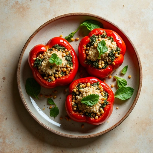 Stuffed Sweet Peppers with Lentils and Kale
