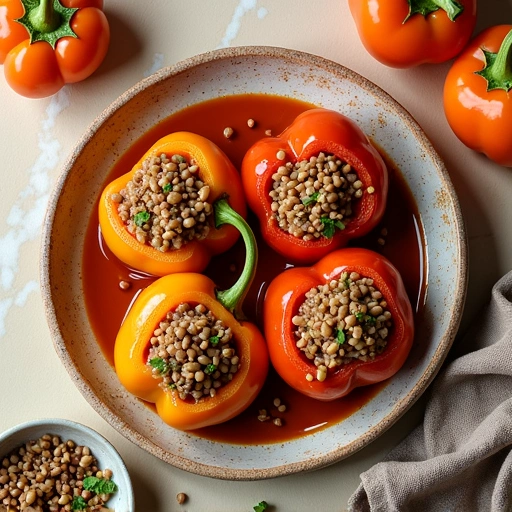 Stuffed Sweet Peppers with Lentils