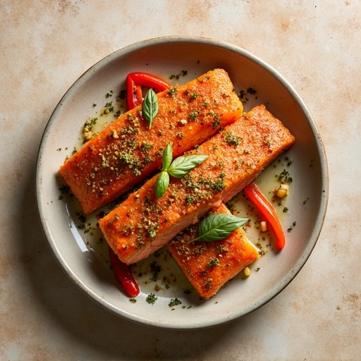 Herb-Crusted Salmon with Sweet Peppers