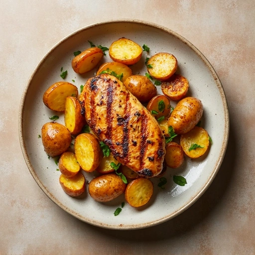 Roasted New Potatoes with Grilled Chicken