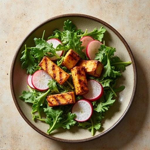 Arugula and Radish Salad with Grilled Tofu
