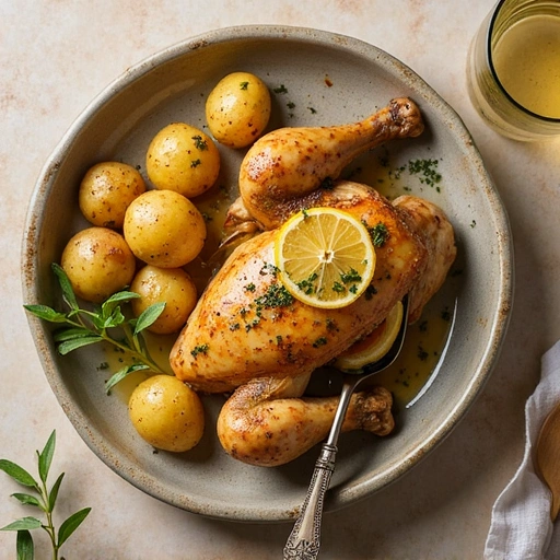 Lemon Herb Roasted Chicken with New Potatoes
