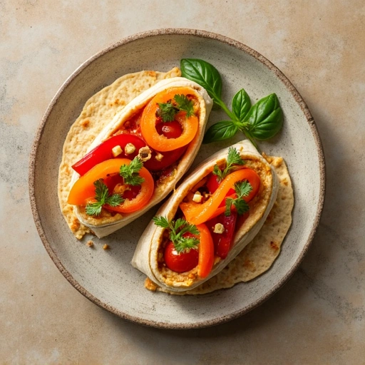 Sweet Pepper and Carrot Hummus Wrap