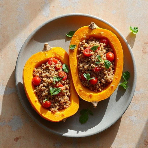 Stuffed Butternut Squash with Quinoa and Tomatoes