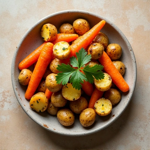 Roasted New Potatoes with Carrots and Cilantro