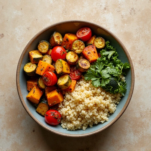 Garlic Roasted Vegetable and Quinoa Bowl