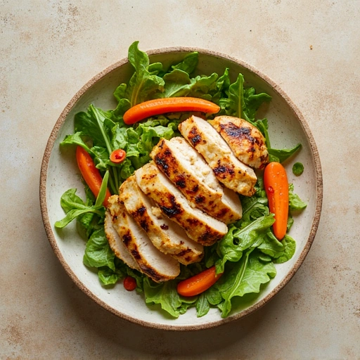 Grilled Chicken Salad with Romaine and Carrots